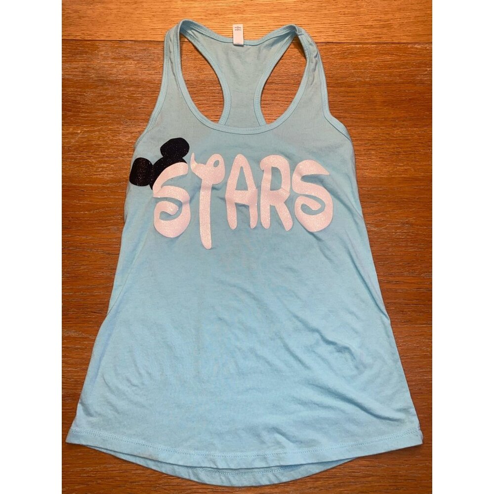 Disney-Inspired "Stars" Racerback Tank Top Womens Light Blue